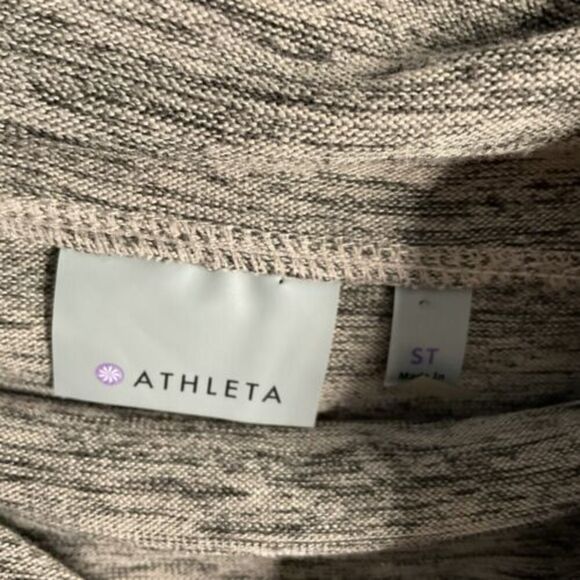 Athleta Top Blissful Cowl Neck Sweater Heather Gray Womens Small Tall Drawstring - Picture 5 of 9